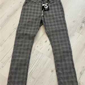 Gray Slim Fit Checkered Jeans Modern Urban Style